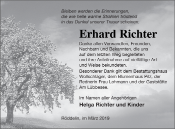 Traueranzeige von Erhard Richter von Templiner Zeitung