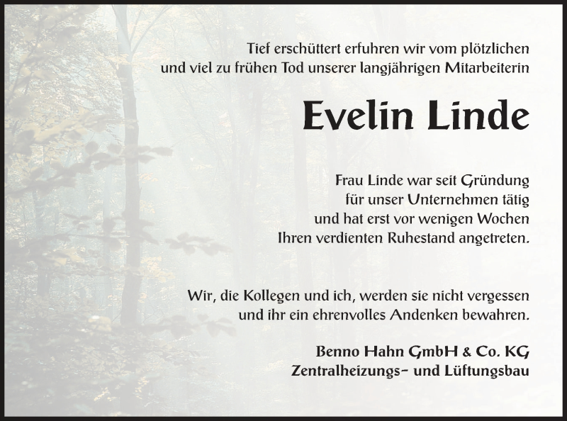  Traueranzeige für Evelin Linde vom 12.03.2019 aus Neubrandenburger Zeitung