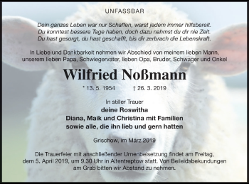 Traueranzeige von Wilfried Noßmann von Neubrandenburger Zeitung