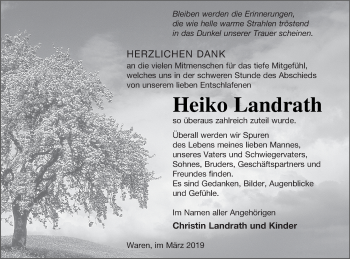 Traueranzeige von Heiko Landrath von Müritz-Zeitung
