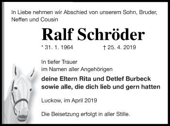 Traueranzeige von Ralf Schröder von Haff-Zeitung