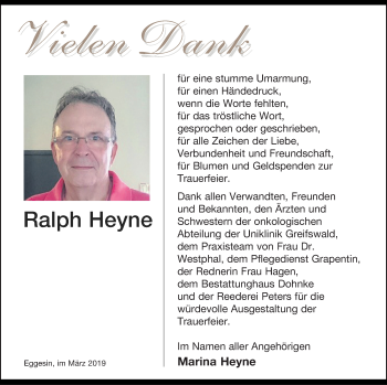 Traueranzeige von Ralph Heyne von Haff-Zeitung
