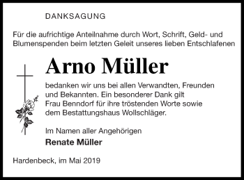 Traueranzeige von Arno Müller von Templiner Zeitung