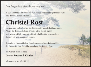 Traueranzeige von Christel Rost von Haff-Zeitung