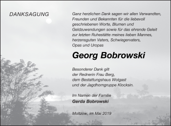 Traueranzeige von Georg Bobrowski von Müritz-Zeitung