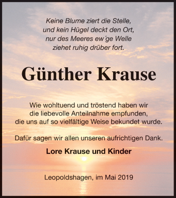 Traueranzeige von Günther Krause von Haff-Zeitung