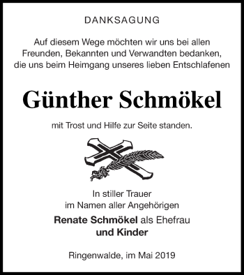 Traueranzeige von Günther Schmökel von Templiner Zeitung