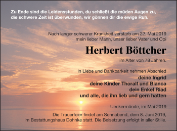 Traueranzeige von Herbert Böttcher von Haff-Zeitung