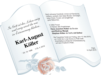 Traueranzeige von Karl-August Köller von Neubrandenburger Zeitung