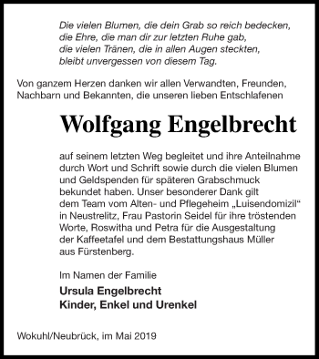 Traueranzeige von Wolfgang Engelbrecht von Strelitzer Zeitung