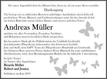 Traueranzeige von Andreas Müller von Vorpommern Kurier