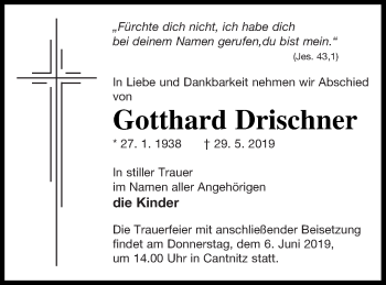 Traueranzeige von Gotthard Drischner von Strelitzer Zeitung