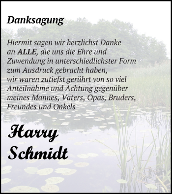 Traueranzeige von Harry Schmidt von Strelitzer Zeitung