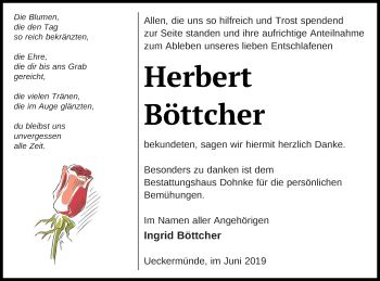 Traueranzeige von Herbert Böttcher von Haff-Zeitung