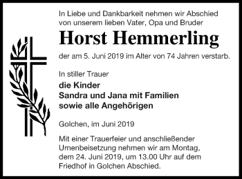 Traueranzeige von Horst Hemmerling von Neubrandenburger Zeitung