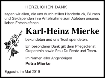 Traueranzeige von Karl-Heinz Mierke von Haff-Zeitung