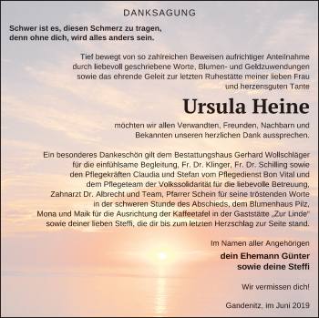 Traueranzeige von Ursula Heine von Templiner Zeitung