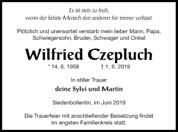 Traueranzeige von Wilfried Czepluch von Neubrandenburger Zeitung