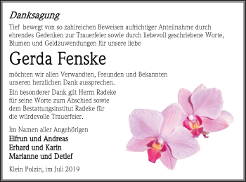 Traueranzeige von Gerda Fenske von Vorpommern Kurier