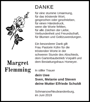 Traueranzeige von Margret Flemming von Vorpommern Kurier