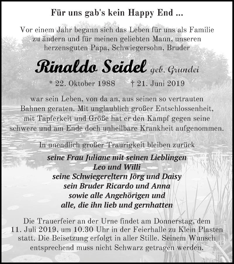  Traueranzeige für Rinaldo Seidel vom 02.07.2019 aus Müritz-Zeitung