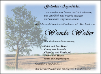 Traueranzeige von Wanda Walter von Pasewalker Zeitung