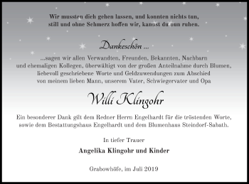 Traueranzeige von Willi Klingohr von Müritz-Zeitung