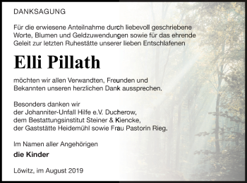 Traueranzeige von Elli Pillath von Vorpommern Kurier