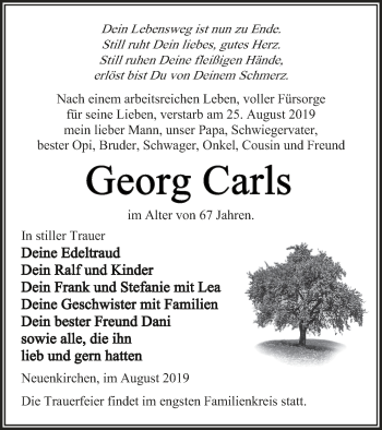 Traueranzeige von Georg Carls von Vorpommern Kurier