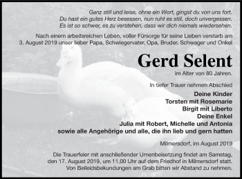 Traueranzeige von Gerd Selent von Templiner Zeitung