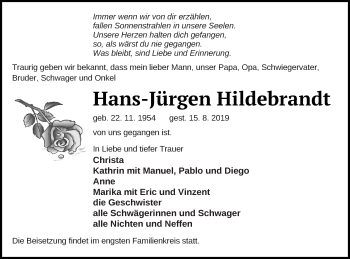 Traueranzeige von Hans-Jürgen Hildebrandt von Strelitzer Zeitung