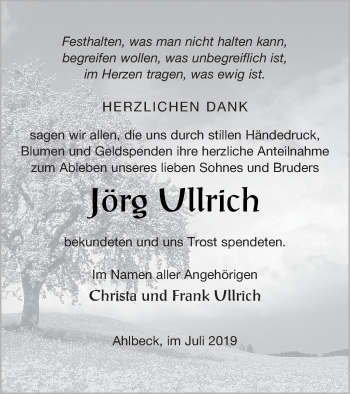 Traueranzeige von Jörg Ullrich von Haff-Zeitung