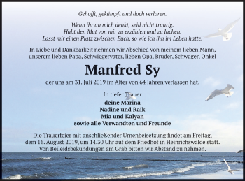 Traueranzeige von Manfred Sy von Haff-Zeitung