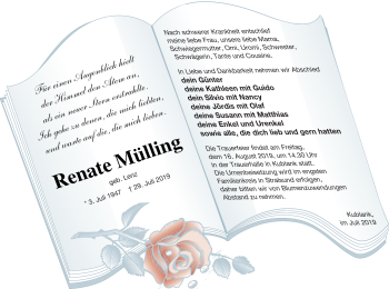 Traueranzeige von Renate Mülling von Strelitzer Zeitung