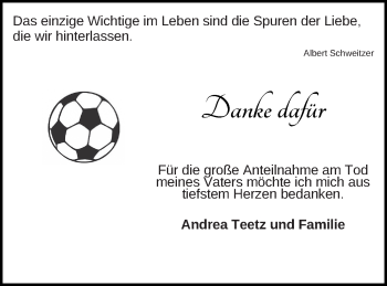 Traueranzeige von Danksagung  von Müritz-Zeitung