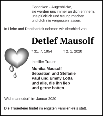 Traueranzeige von Detlef Mausolf von Templiner Zeitung