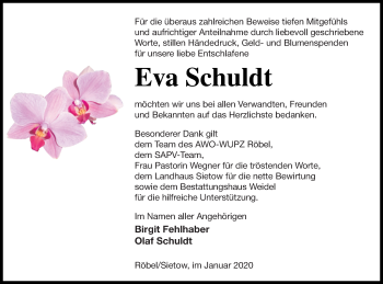 Traueranzeige von Eva Schuldt von Müritz-Zeitung