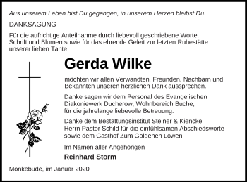 Traueranzeige von Gerda Wilke von Haff-Zeitung