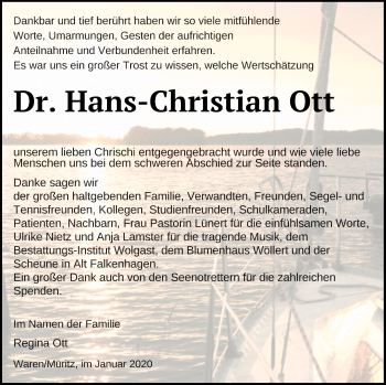 Traueranzeige von Hans-Christian Ott von Müritz-Zeitung