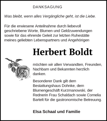 Traueranzeige von Herbert Boldt von Haff-Zeitung