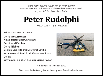 Traueranzeige von Peter Rudolphi von Templiner Zeitung