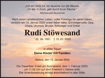 Traueranzeige von Rudi Stöwesand von Mecklenburger Schweiz