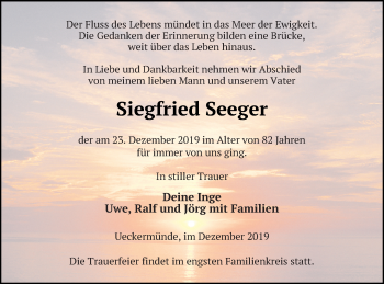 Traueranzeige von Siegfried Seeger von Haff-Zeitung