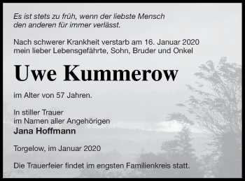 Traueranzeige von Uwe Kummerow von Haff-Zeitung