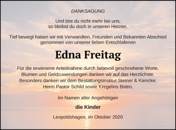 Traueranzeige von Edna Freitag von Haff-Zeitung