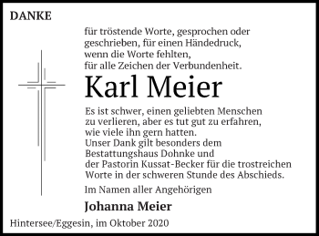 Traueranzeige von Karl Meier von Haff-Zeitung