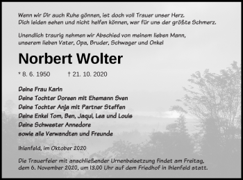 Traueranzeige von Norbert Wolter von Müritz-Zeitung