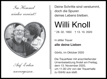 Traueranzeige von Willi Knoll von Prenzlauer Zeitung