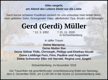 Traueranzeige von Gerd  Müller von Neubrandenburger Zeitung