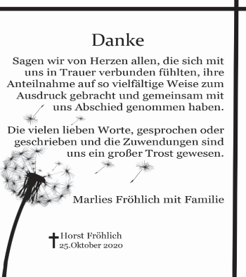 Traueranzeige von Horst Fröhlich von Pasewalker Zeitung